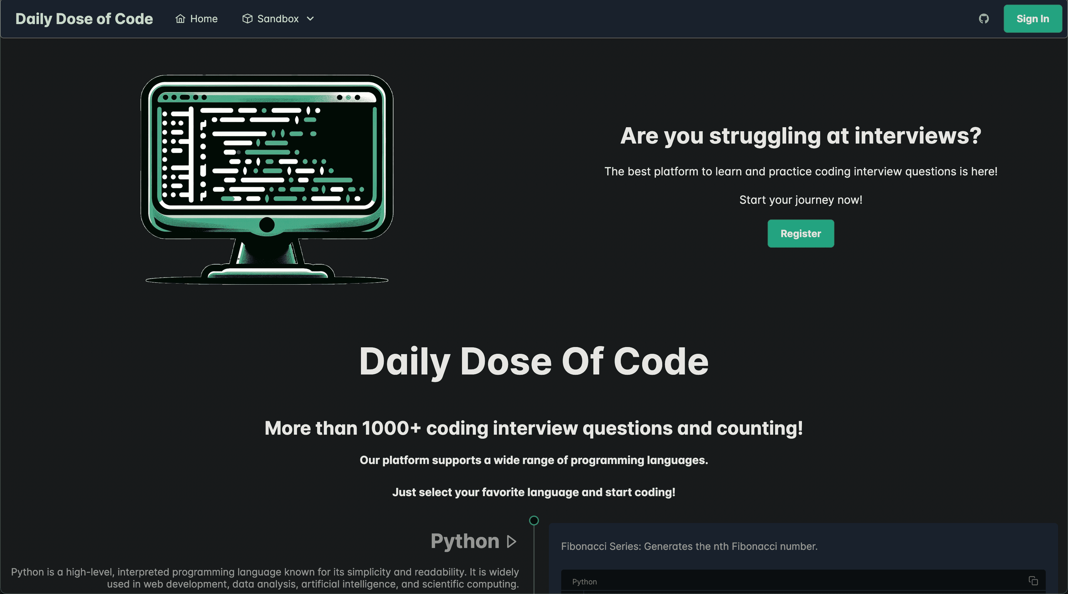 Daily Dose of Code interview-prep platform